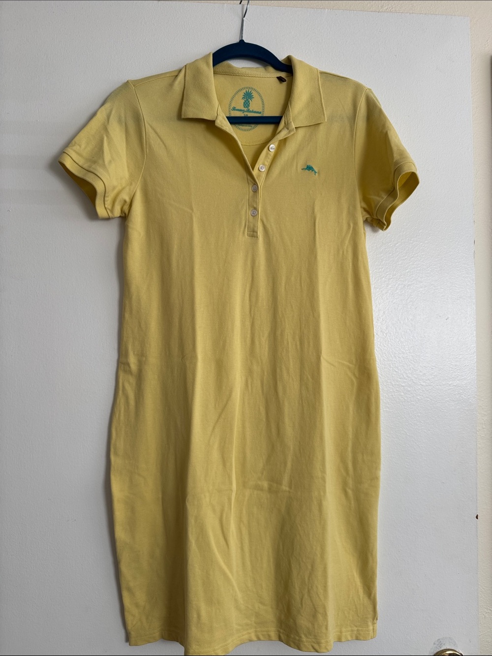Tommy Bahama Yellow Polo Shirt Dress with Teal Logo